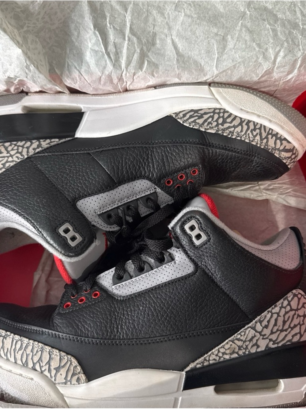 Jordan Men's Black, Grey and Red Retro Sneakers